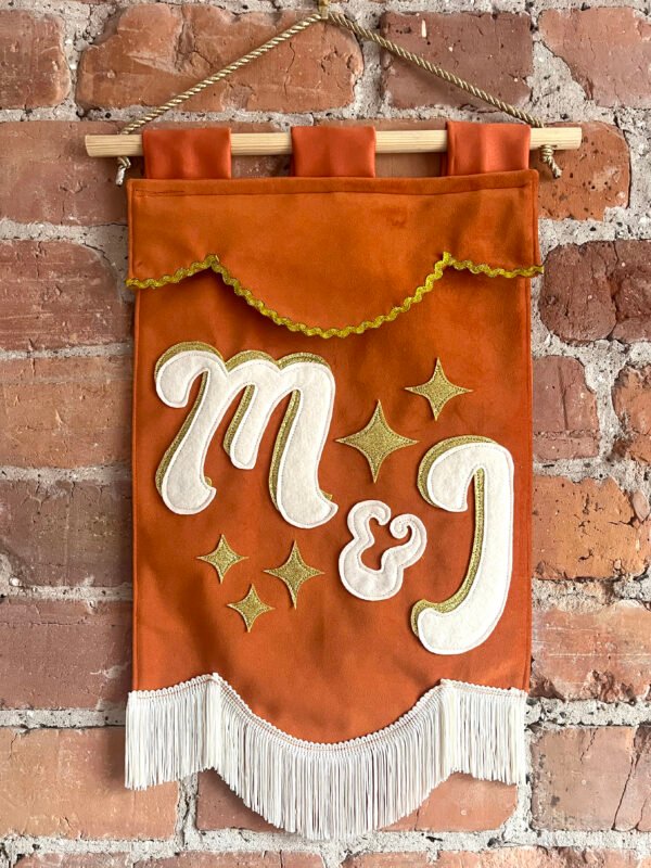 Double-Layered Initials Banner Burnt Orange